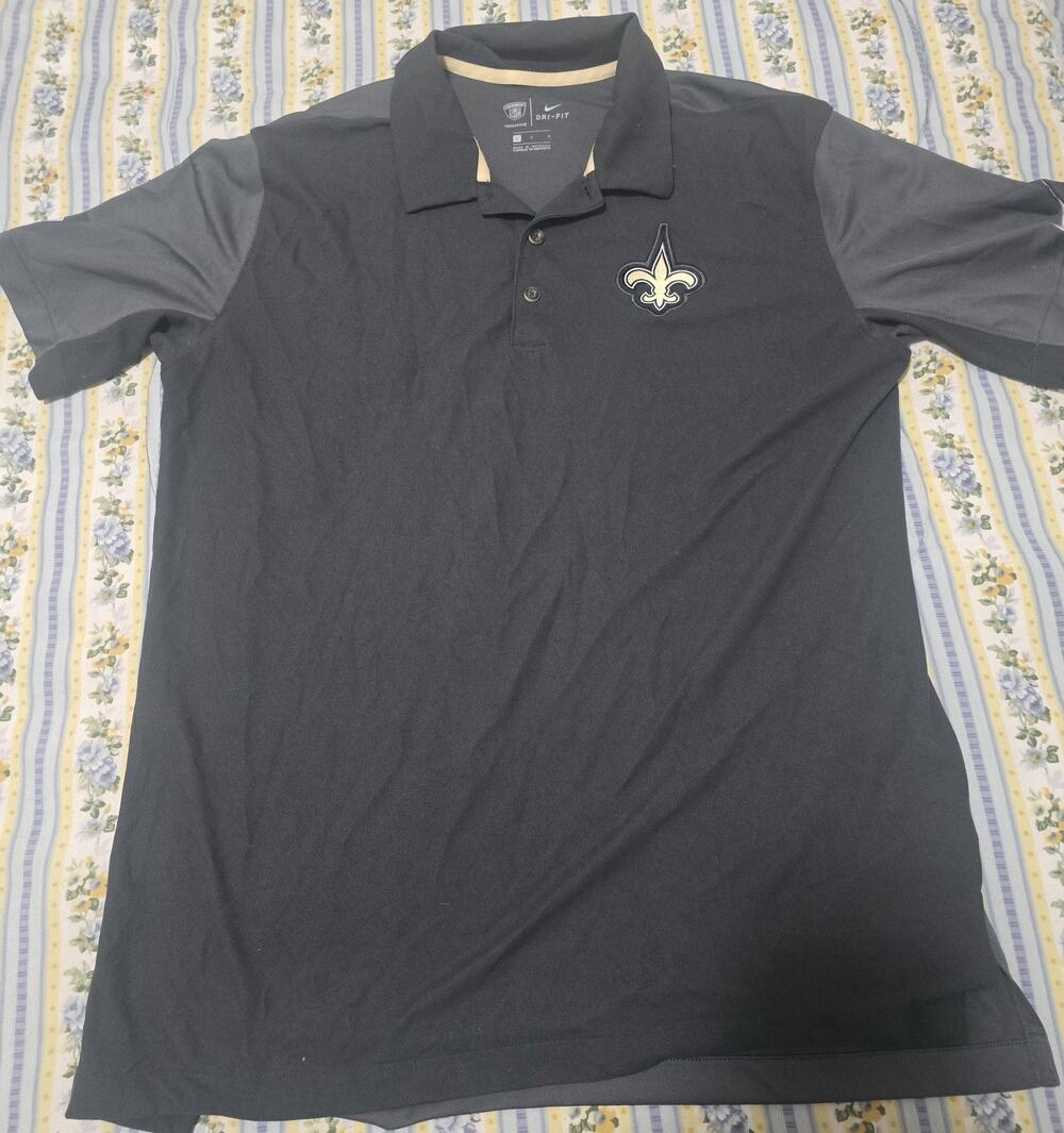 New Orleans Saints Mens NFL Football Polo Shirt Nike Dri-Fit Large